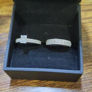 1-1/4 CT. T.W. Certified Emerald-Cut  Diamond Eng ring plus 1 CT. TW Band